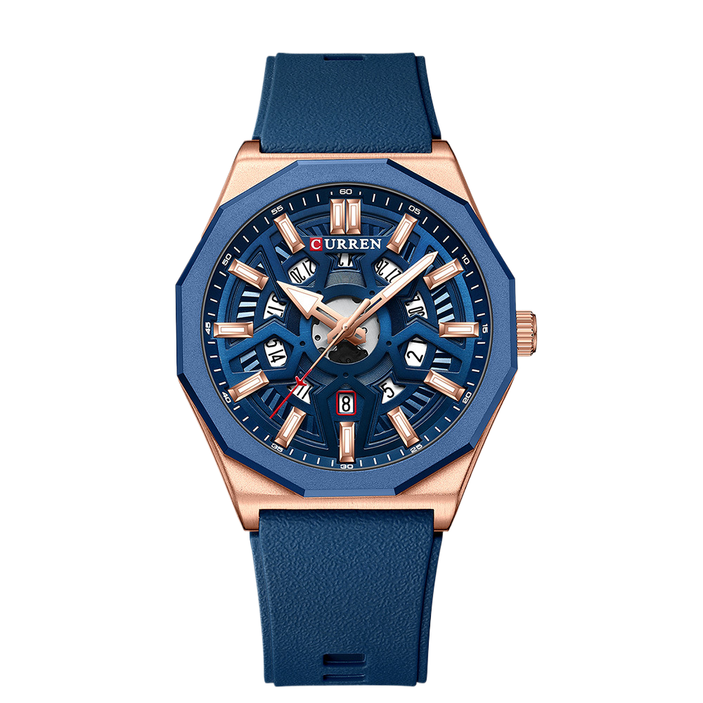 Curren Round Waterproof Quartz Watch with Calendar