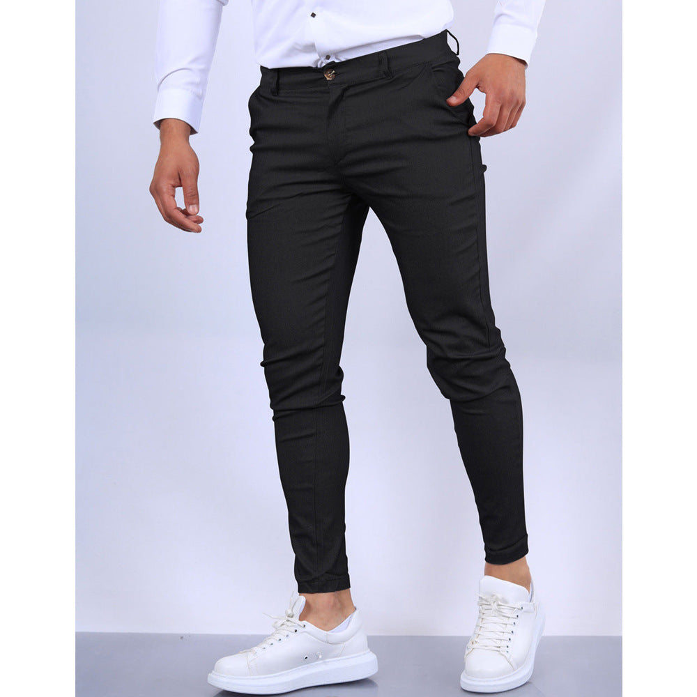 Men's Solid Color Texture Casual Foot Dress Pants