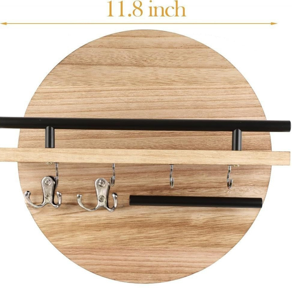 Round Wooden Wall Shelf