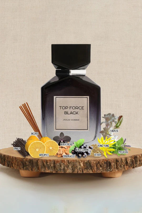 TOP FORCE BLACK COLOGNE SPRAY PERFUME EAU DE PARFUM FOR MEN -3.4FL.OZ.