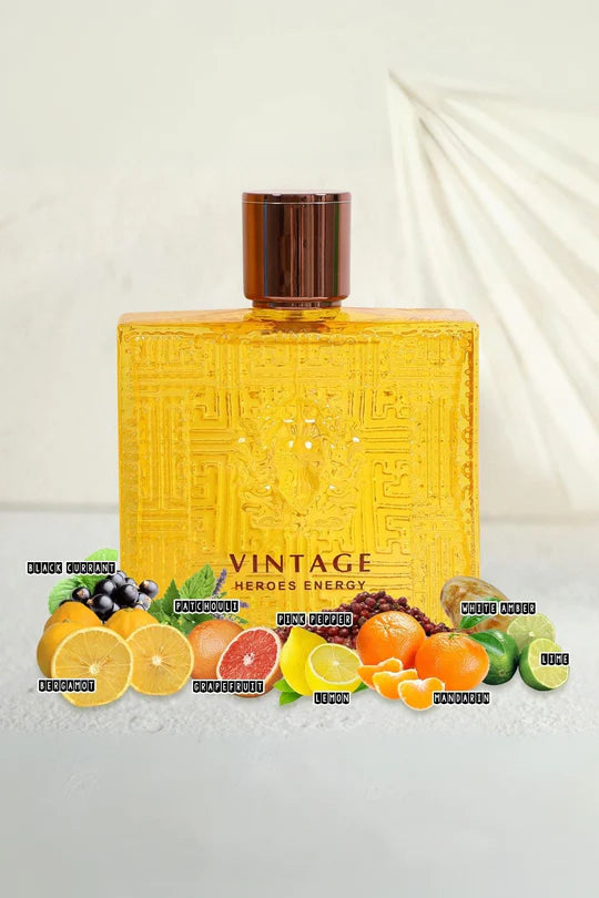 VINTAGE HEROES ENERGY SPRAY PERFUME EAU DE PARFUM FOR MEN - 3.4FL.OZ.