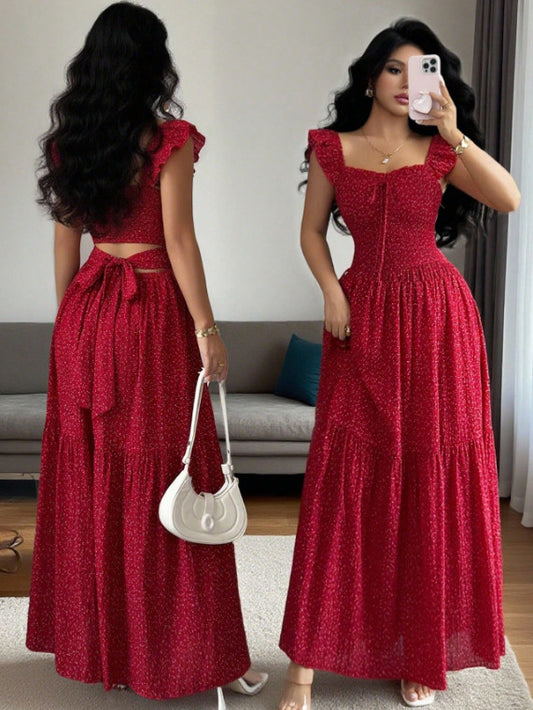 Women's halter neck floral square dress