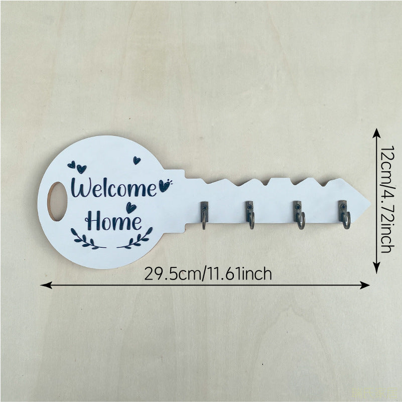 Wooden Key Shaped Wall Hook Organizer