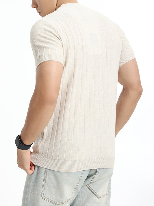 Ribbed Texture Knit T-Shirt