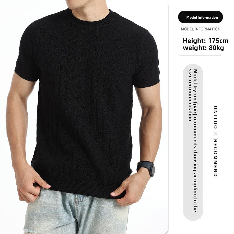 Ribbed Texture Knit T-Shirt