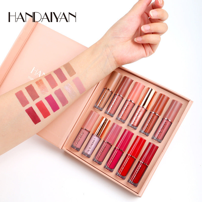 12-Color Matte Pearlescent Lip Gloss Set