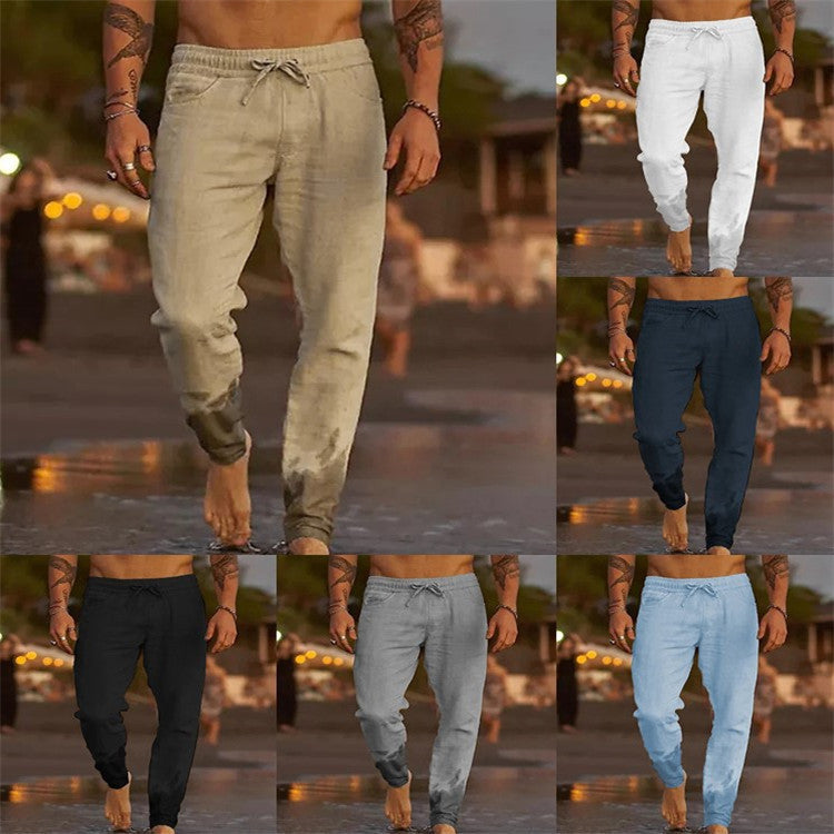 Men's Solid Color Drawstring Casual Pants