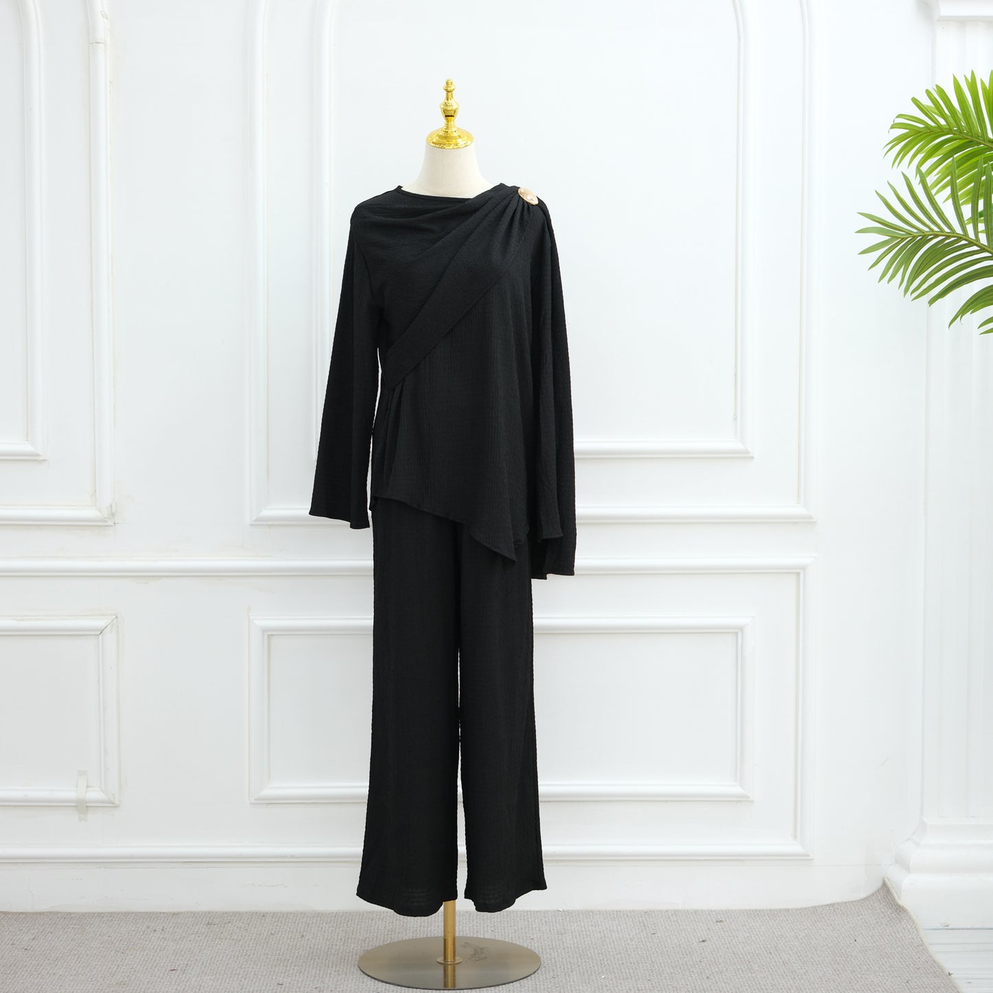 Women's Buttoned Cardigan and Pants Set