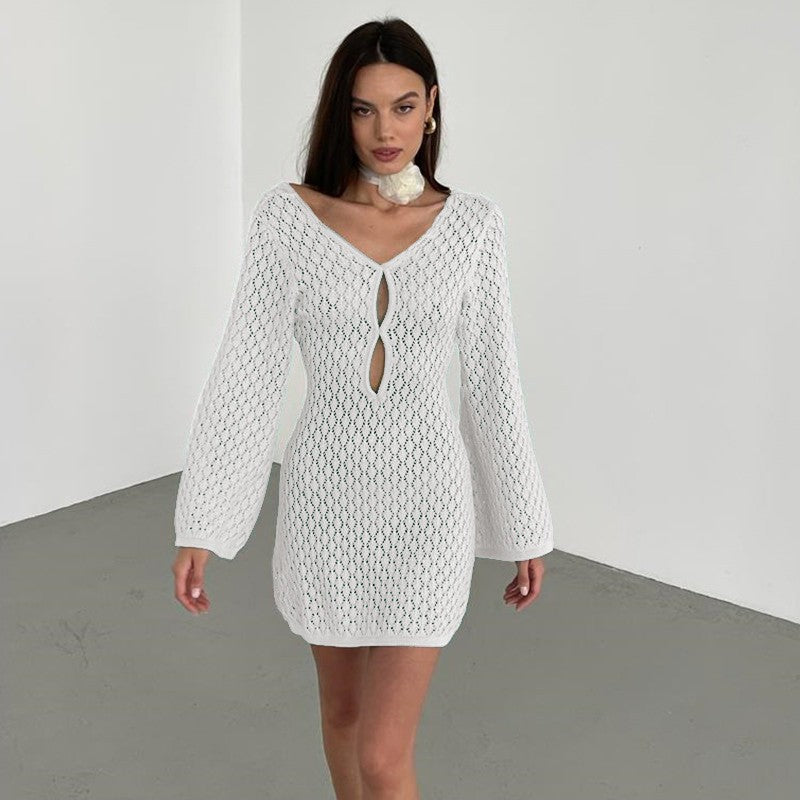 Sexy open-back Knitted lace dress