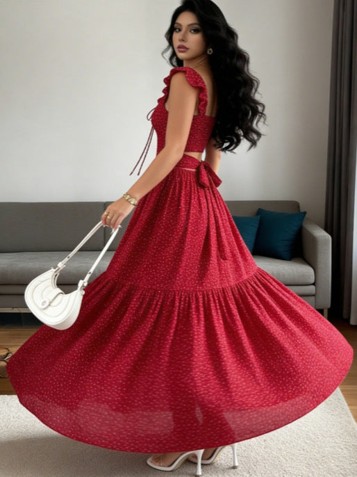 Women's halter neck floral square dress