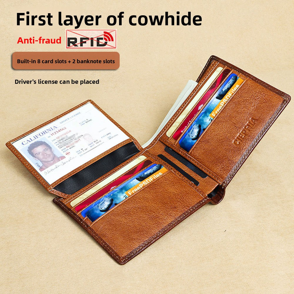 European retro aesthetic Leather Wallet