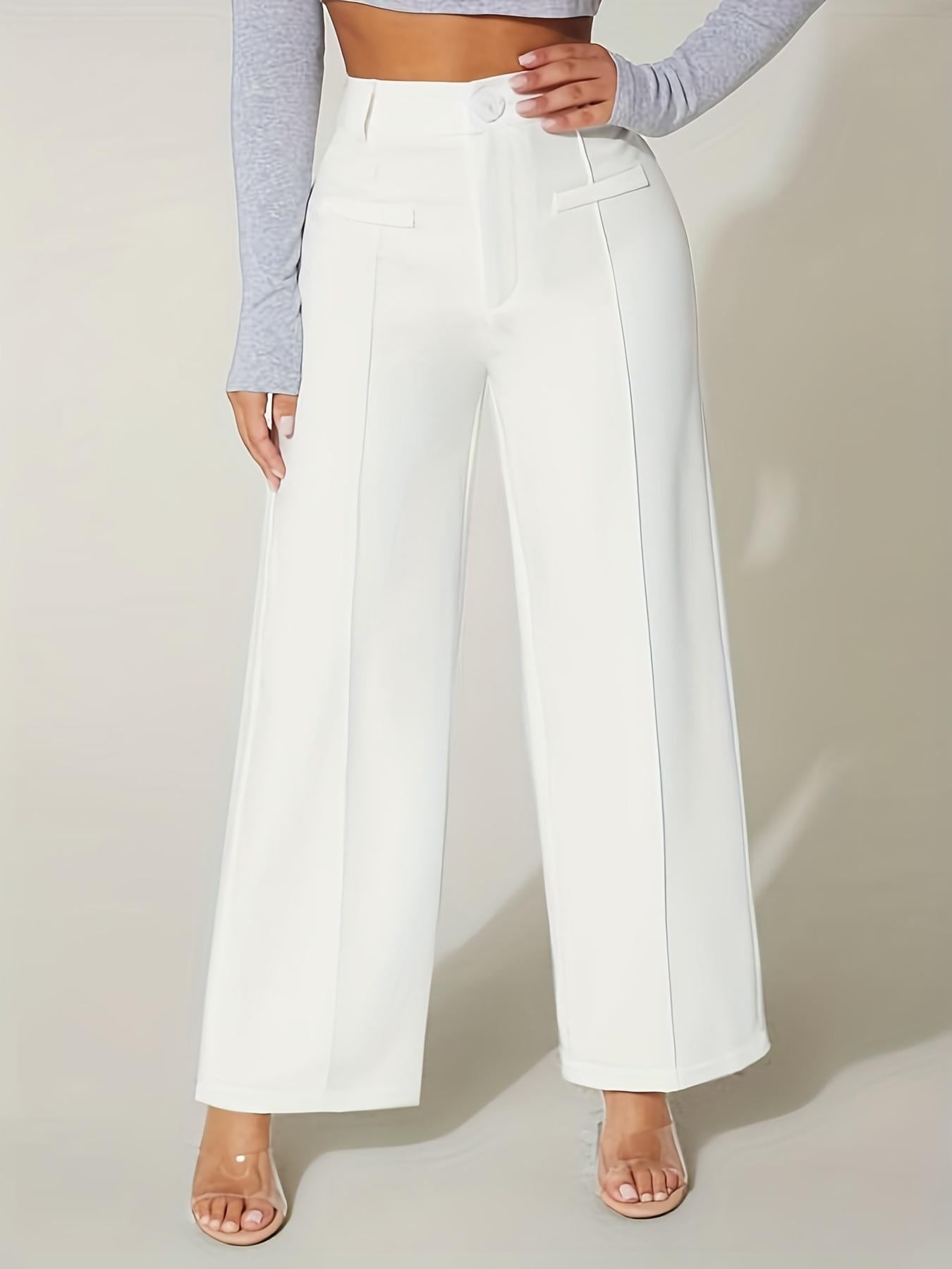 Pantalones casuales de cintura alta y pierna recta para mujer 