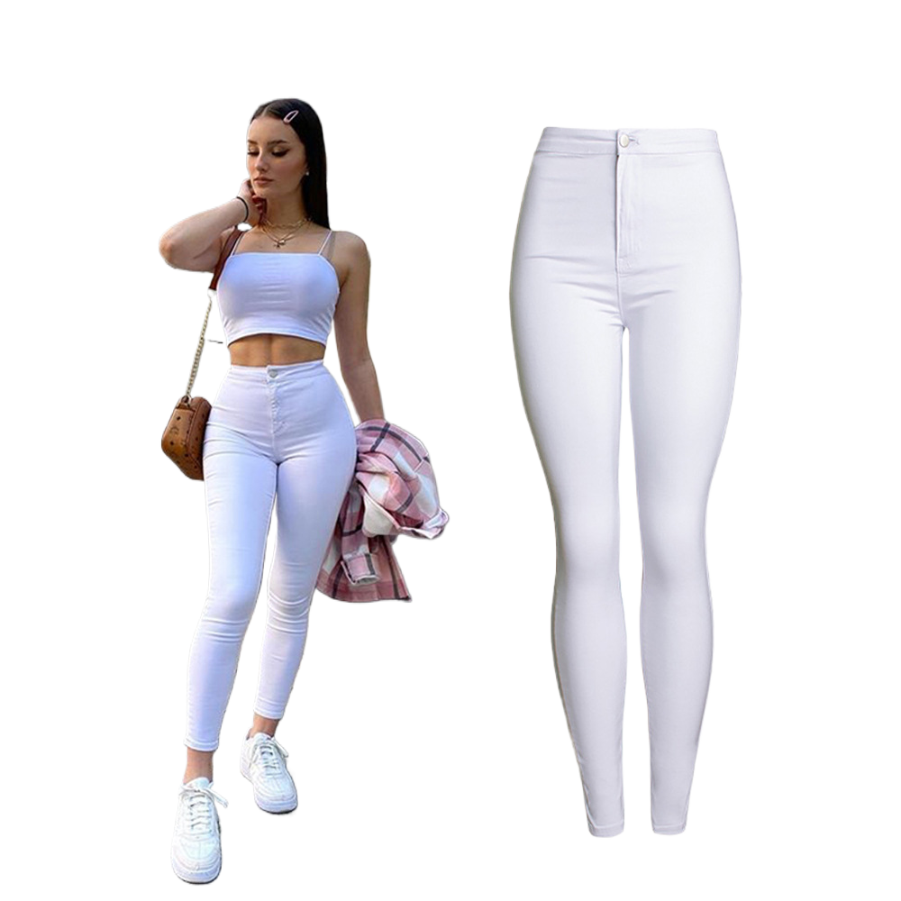 Pantalones de algodón elásticos y ajustados para mujer 