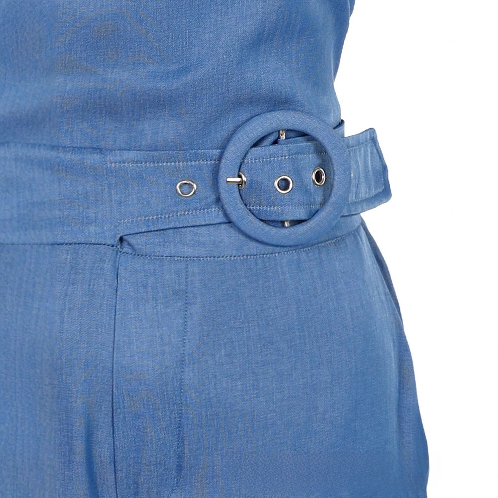Women's Faux Denim Ruffled Camisole and Pants Set