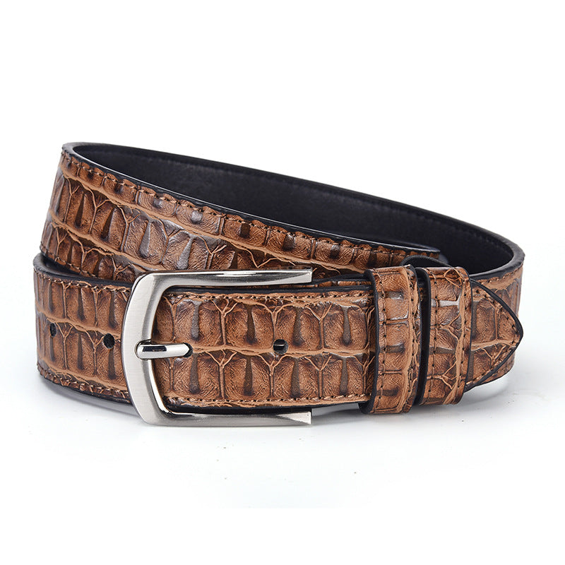 Men's Crocodile Pattern Pin Buckle Belt