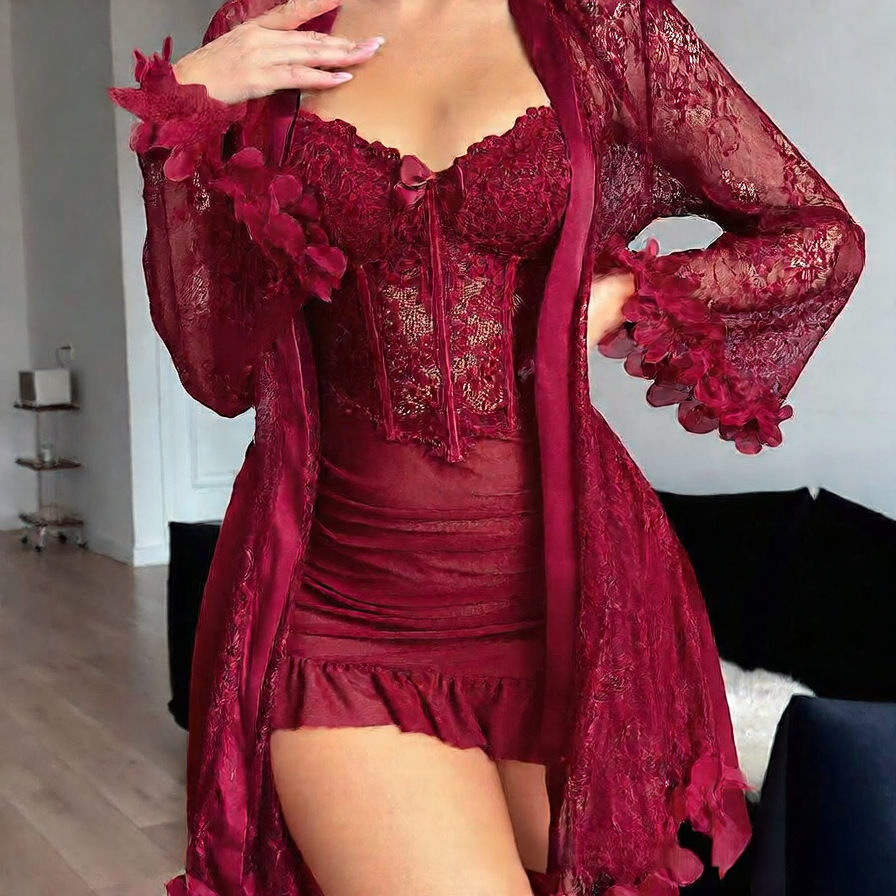 Elegant see-through women's lingerie set