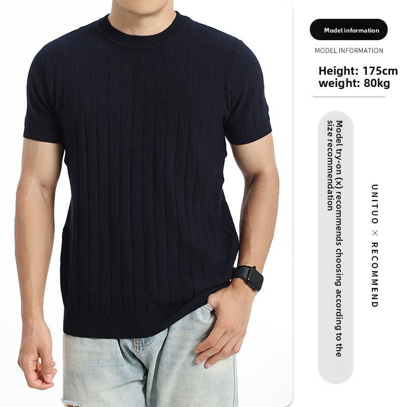 Ribbed Texture Knit T-Shirt