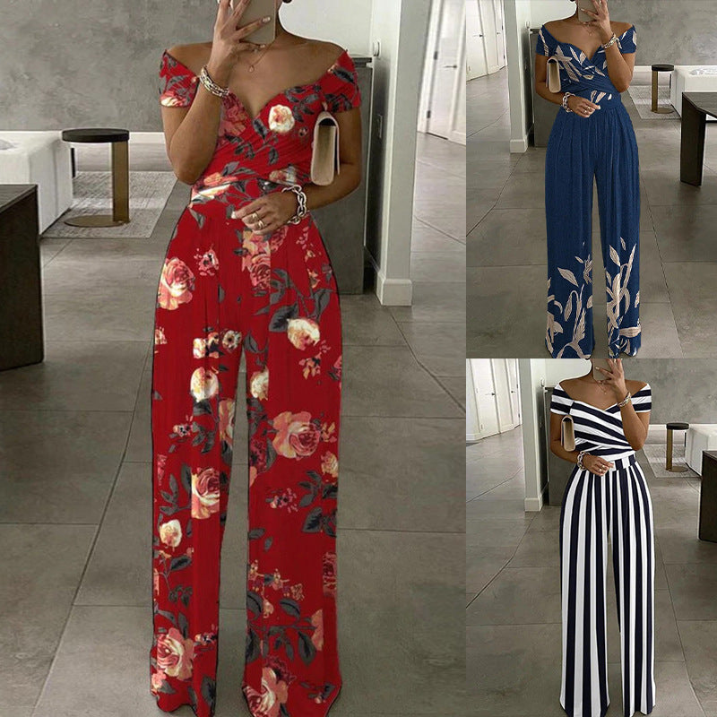 Printed Elegant High Waist Pants