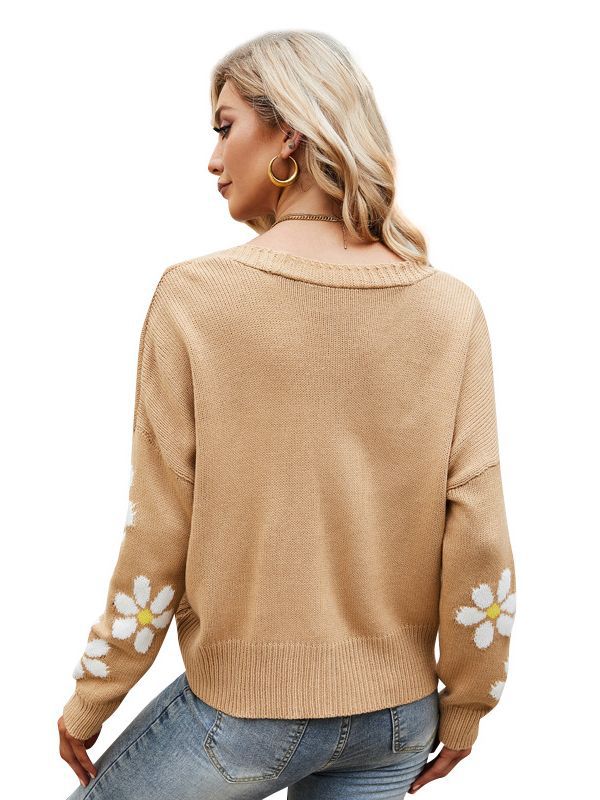 Floral Knitted Cardigan for Women