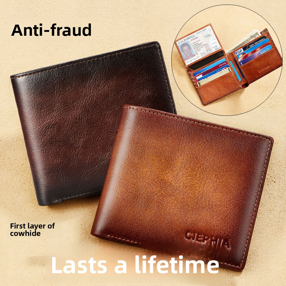 European retro aesthetic Leather Wallet