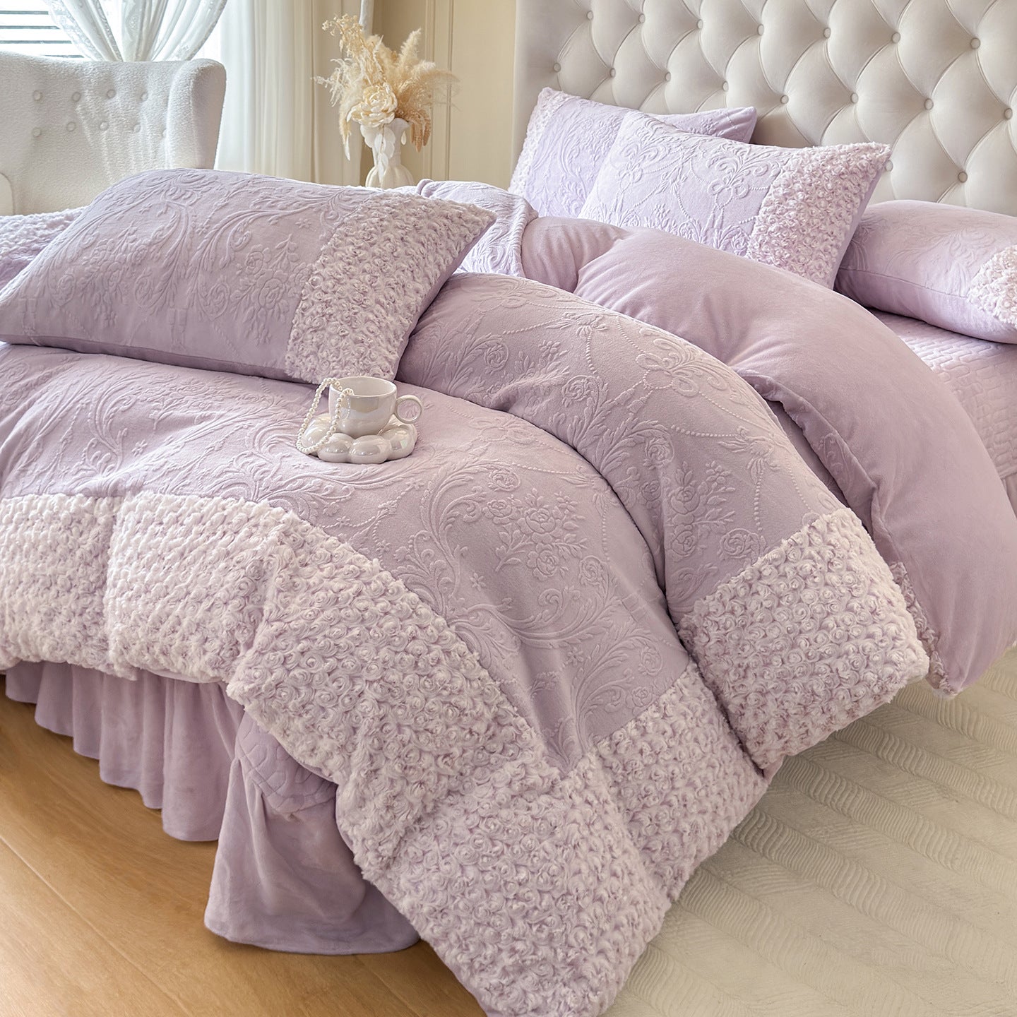 Carved milk velvet bedding