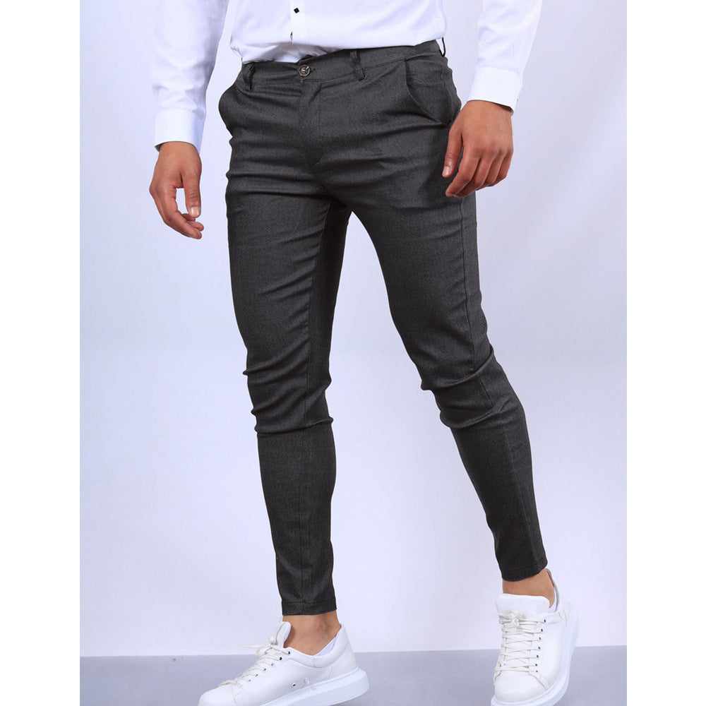 Men's Solid Color Texture Casual Foot Dress Pants