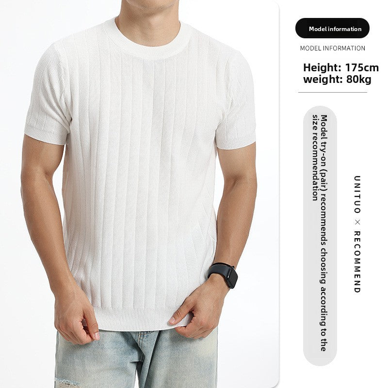 Ribbed Texture Knit T-Shirt