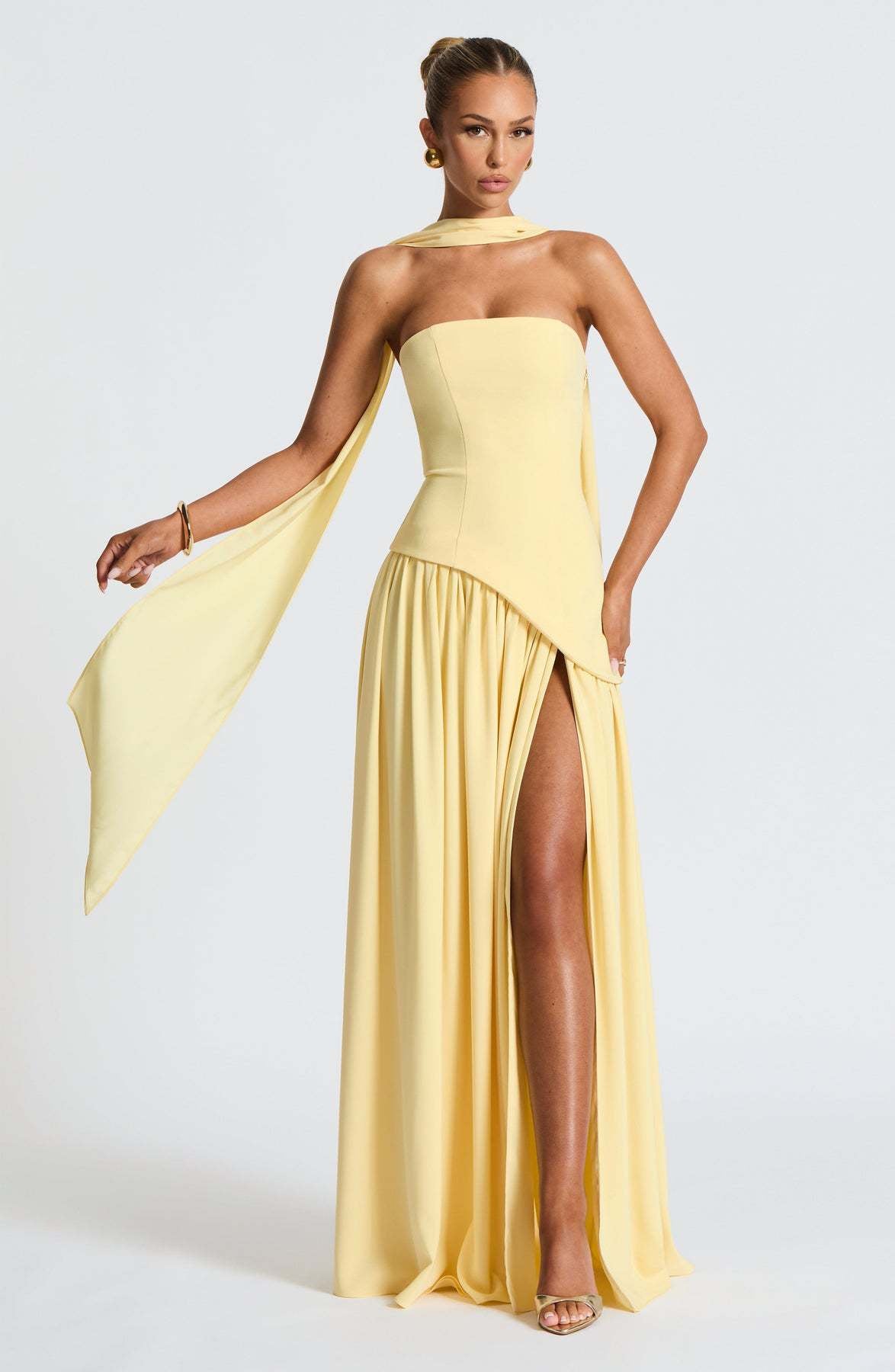 Strapless High Split Backless Long Dress