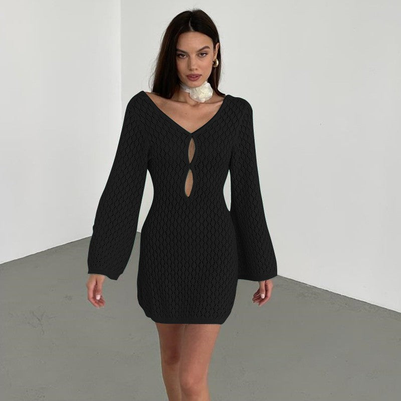 Sexy open-back Knitted lace dress