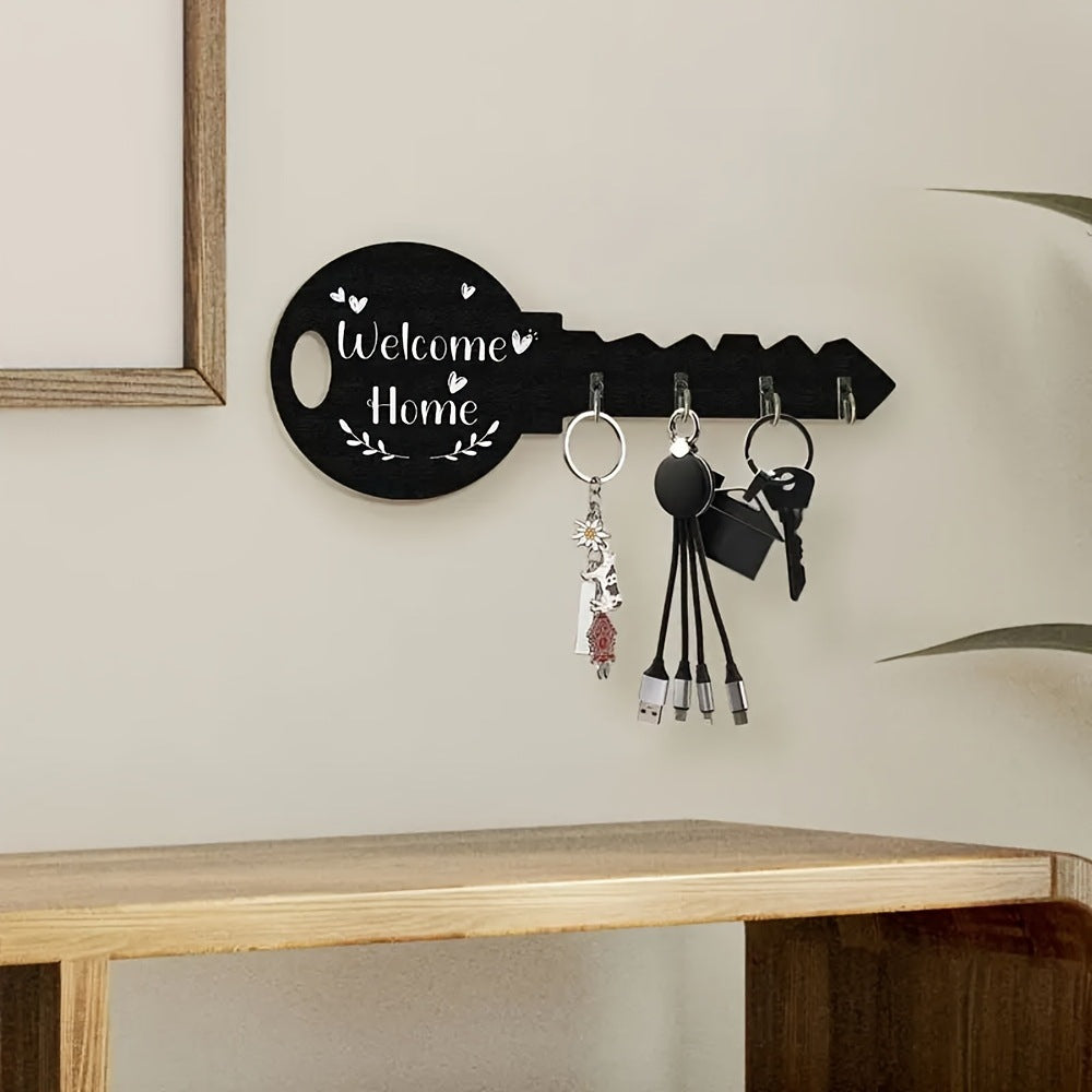 Wooden Key Shaped Wall Hook Organizer