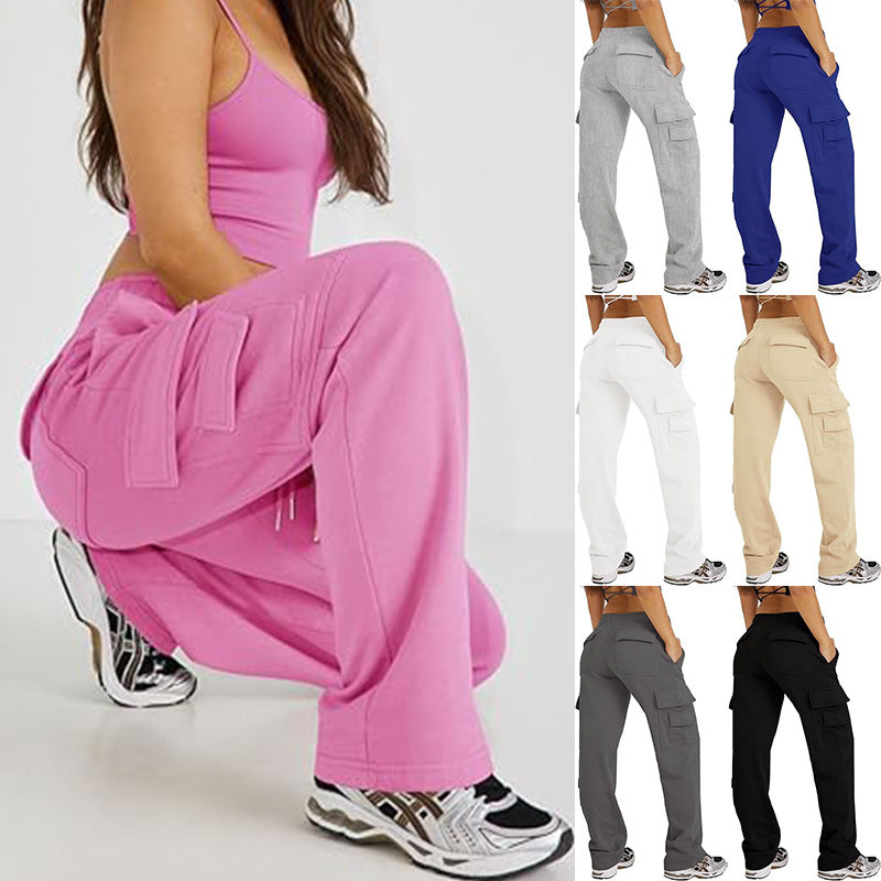 Pantalones cargo casuales holgados con múltiples bolsillos 