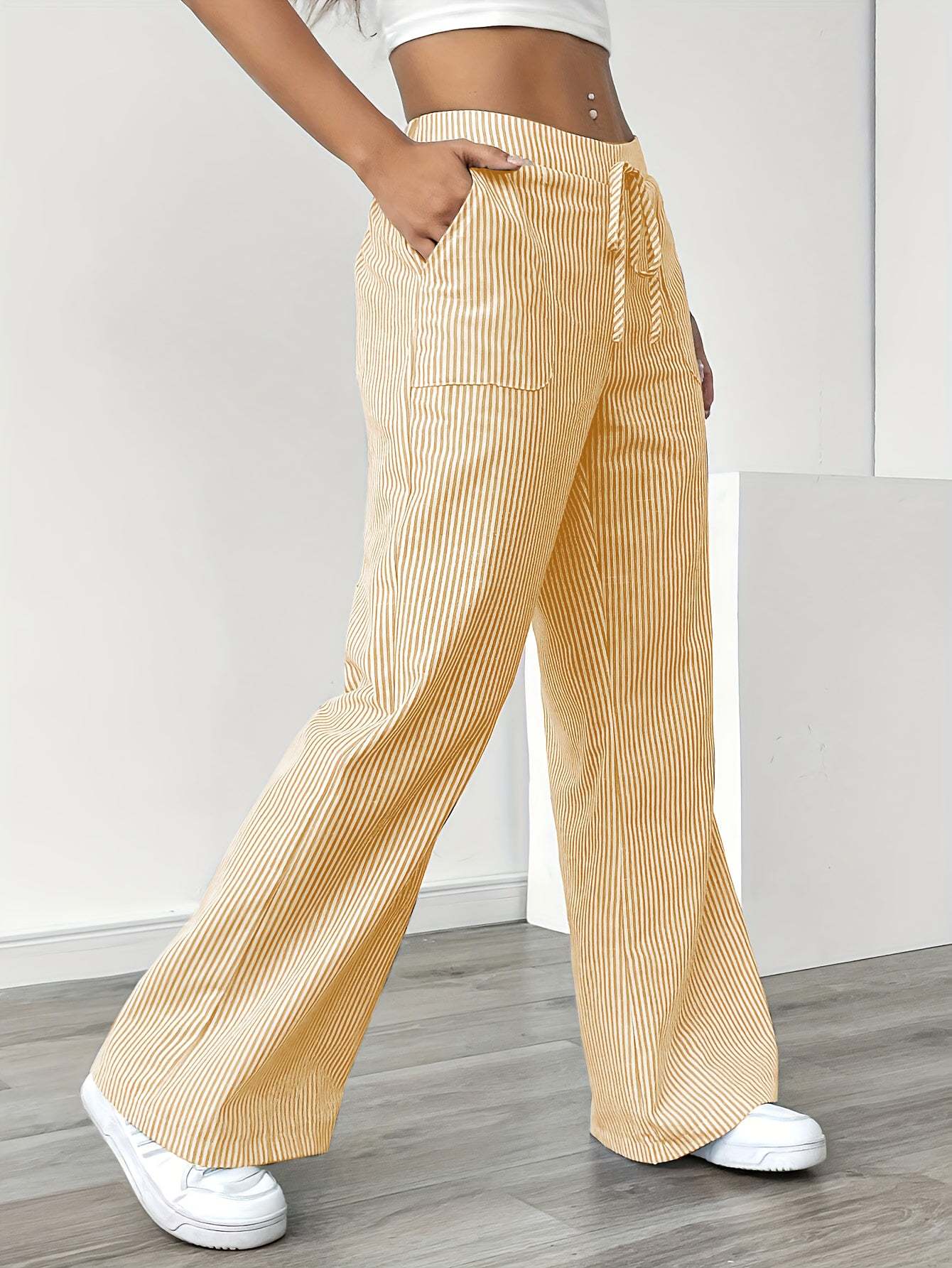 Striped trousers, casual and versatile