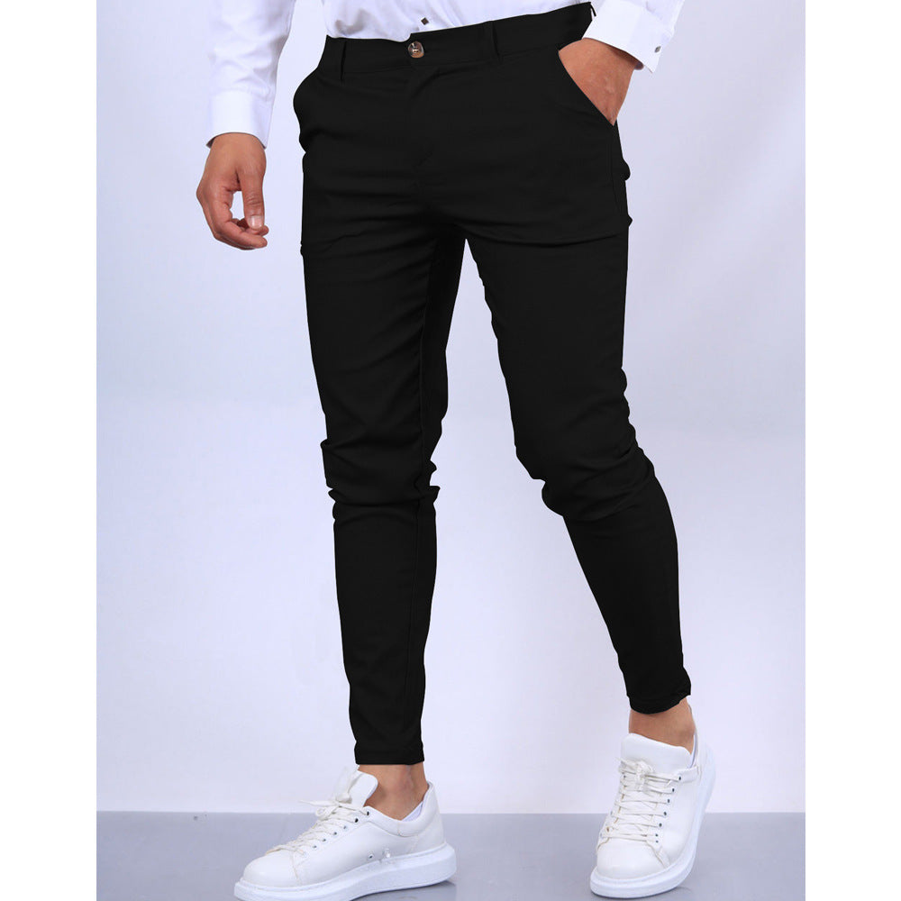 Men's Solid Color Texture Casual Foot Dress Pants