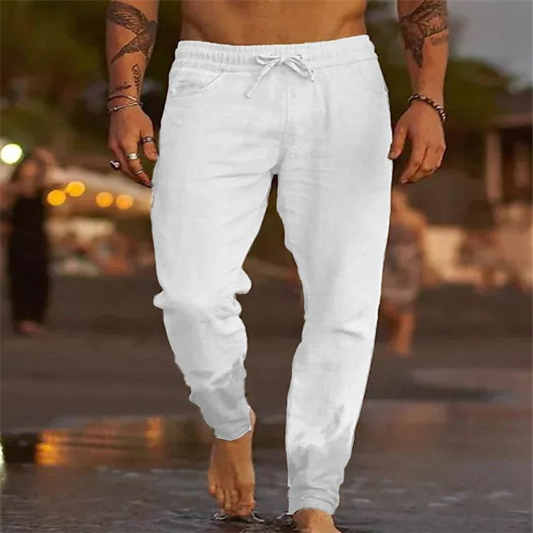 Men's Solid Color Drawstring Casual Pants