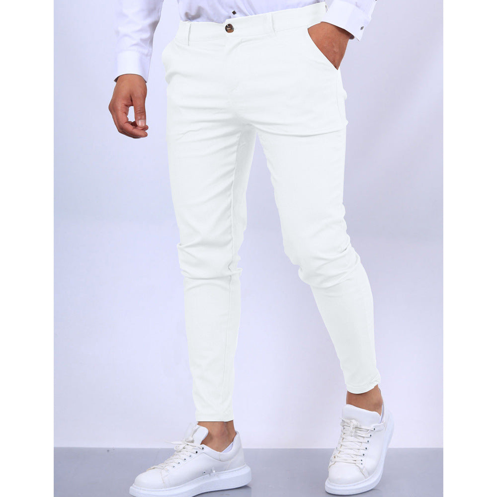 Men's Solid Color Texture Casual Foot Dress Pants