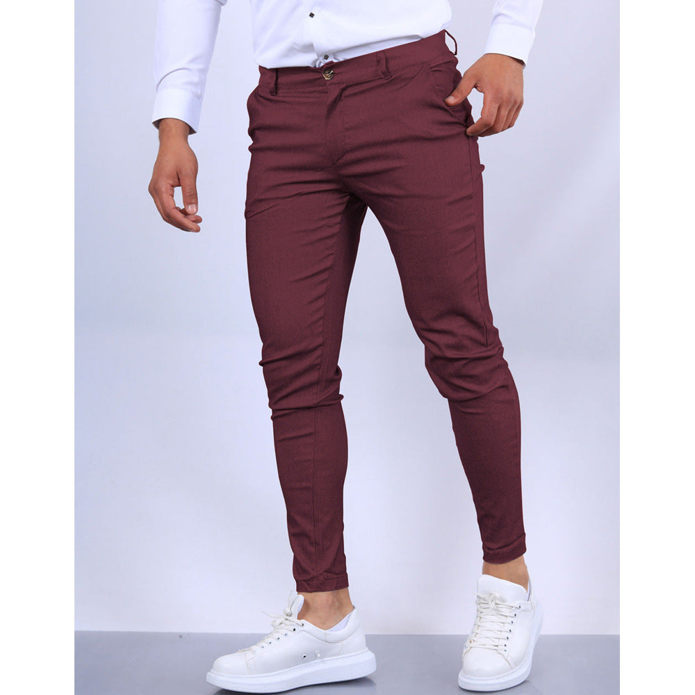 Men's Solid Color Texture Casual Foot Dress Pants