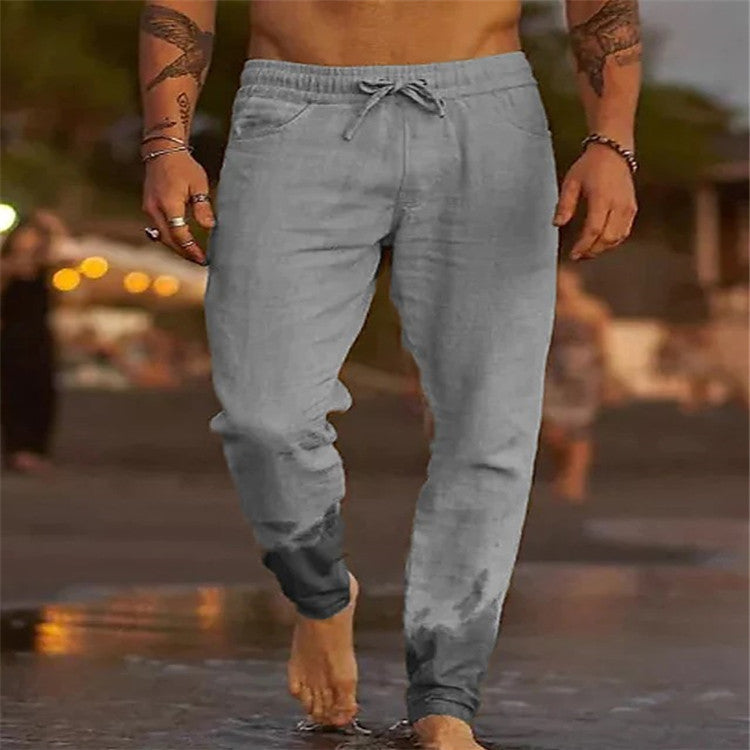 Men's Solid Color Drawstring Casual Pants