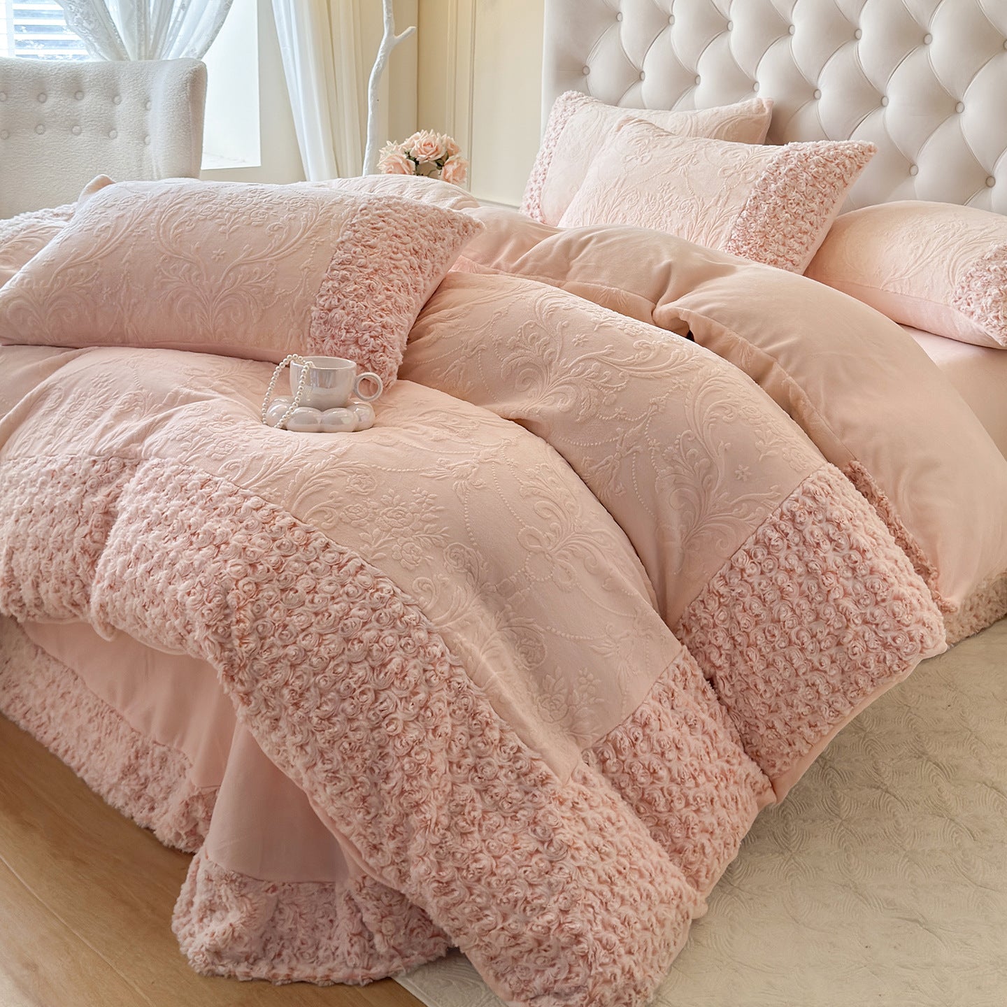 Carved milk velvet bedding