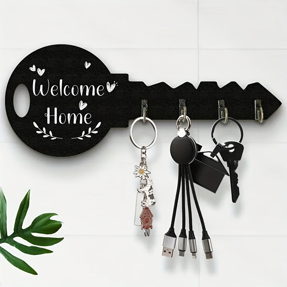 Wooden Key Shaped Wall Hook Organizer