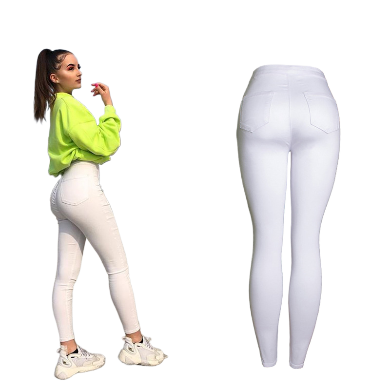 Pantalones de algodón elásticos y ajustados para mujer 