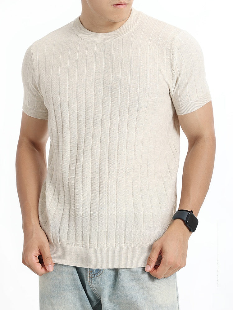 Ribbed Texture Knit T-Shirt