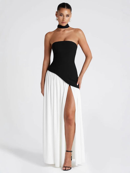 Strapless High Split Backless Long Dress
