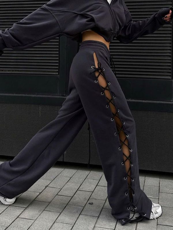 Women's Slim Side Slit Wide-Leg Pants