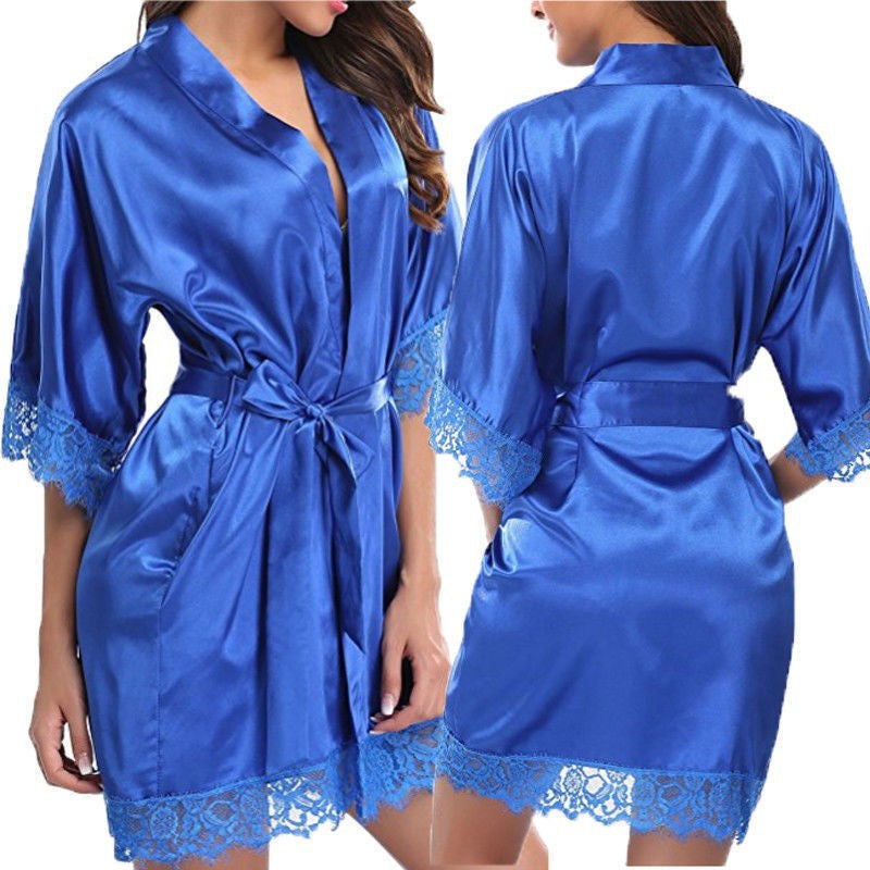 Plus size robe sexy bathrobe ice silk pajamas