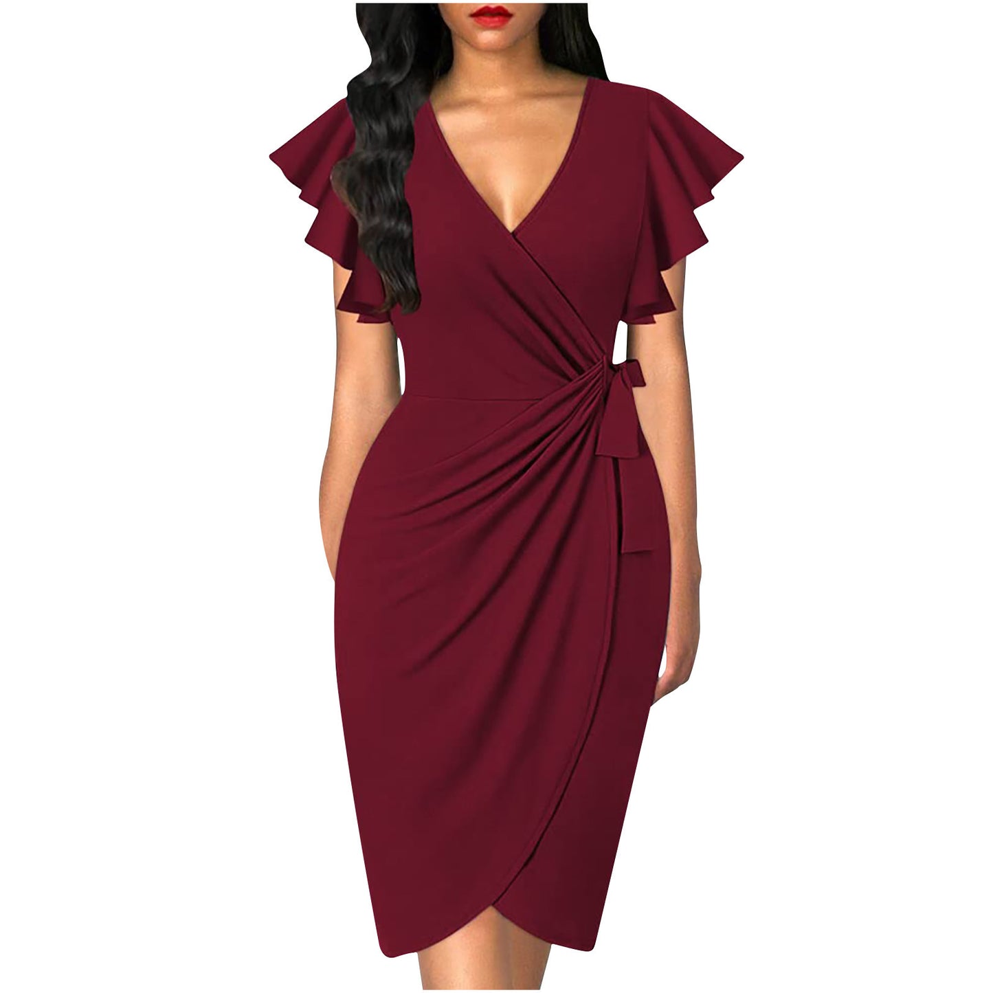 Elegant Twist Waist Pleated Dress