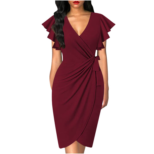 Elegant Twist Waist Pleated Dress