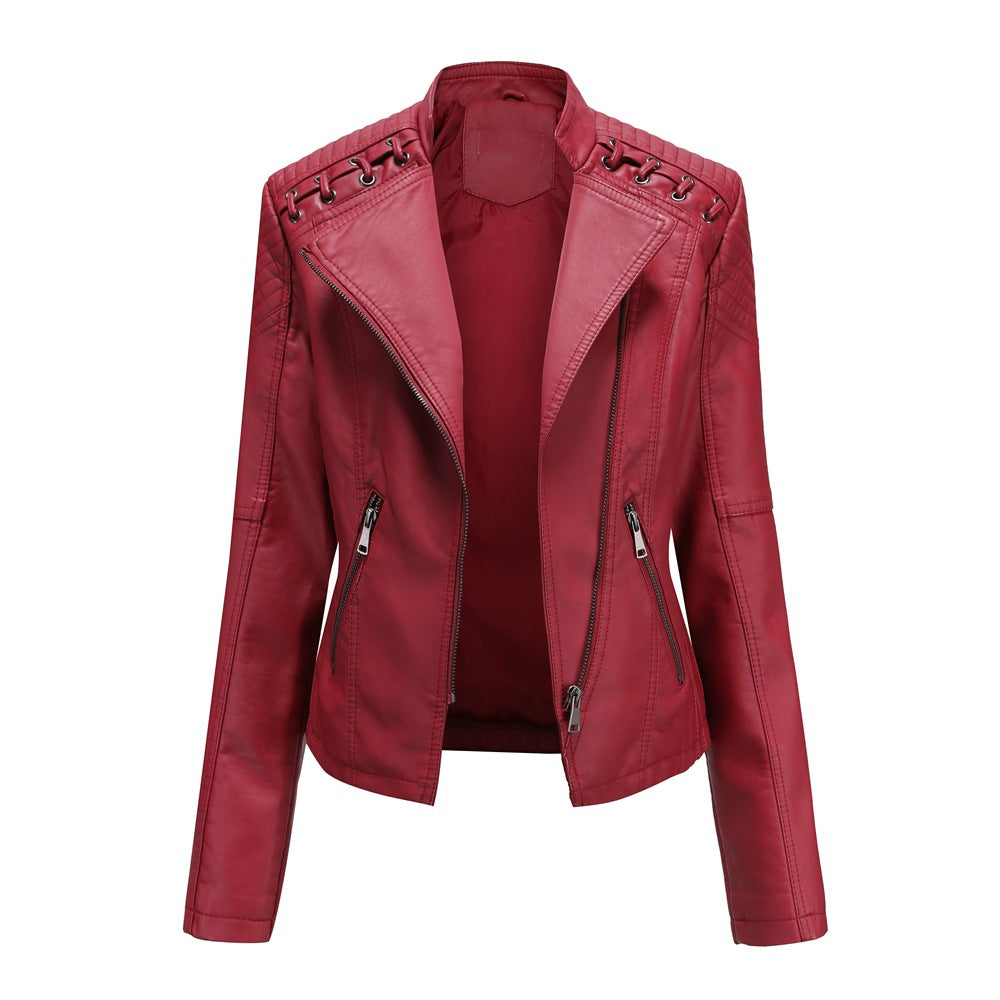 Womens Slim Fit PU Leather Jacket