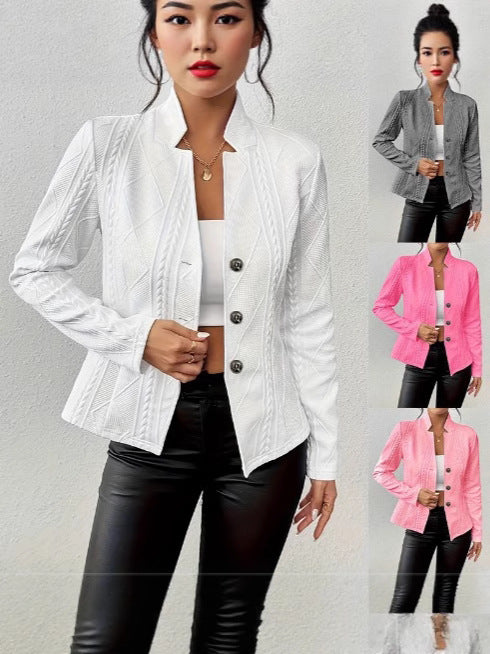 Women's Slim Fit Button Pattern Suit Jacket