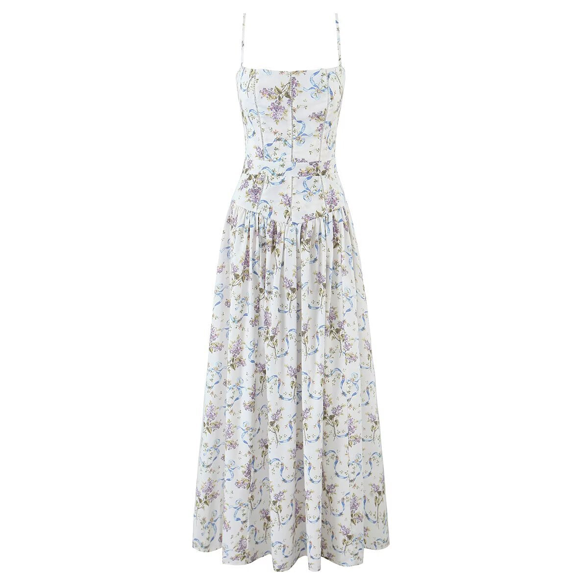 Floral Print Sleeveless Long Dress