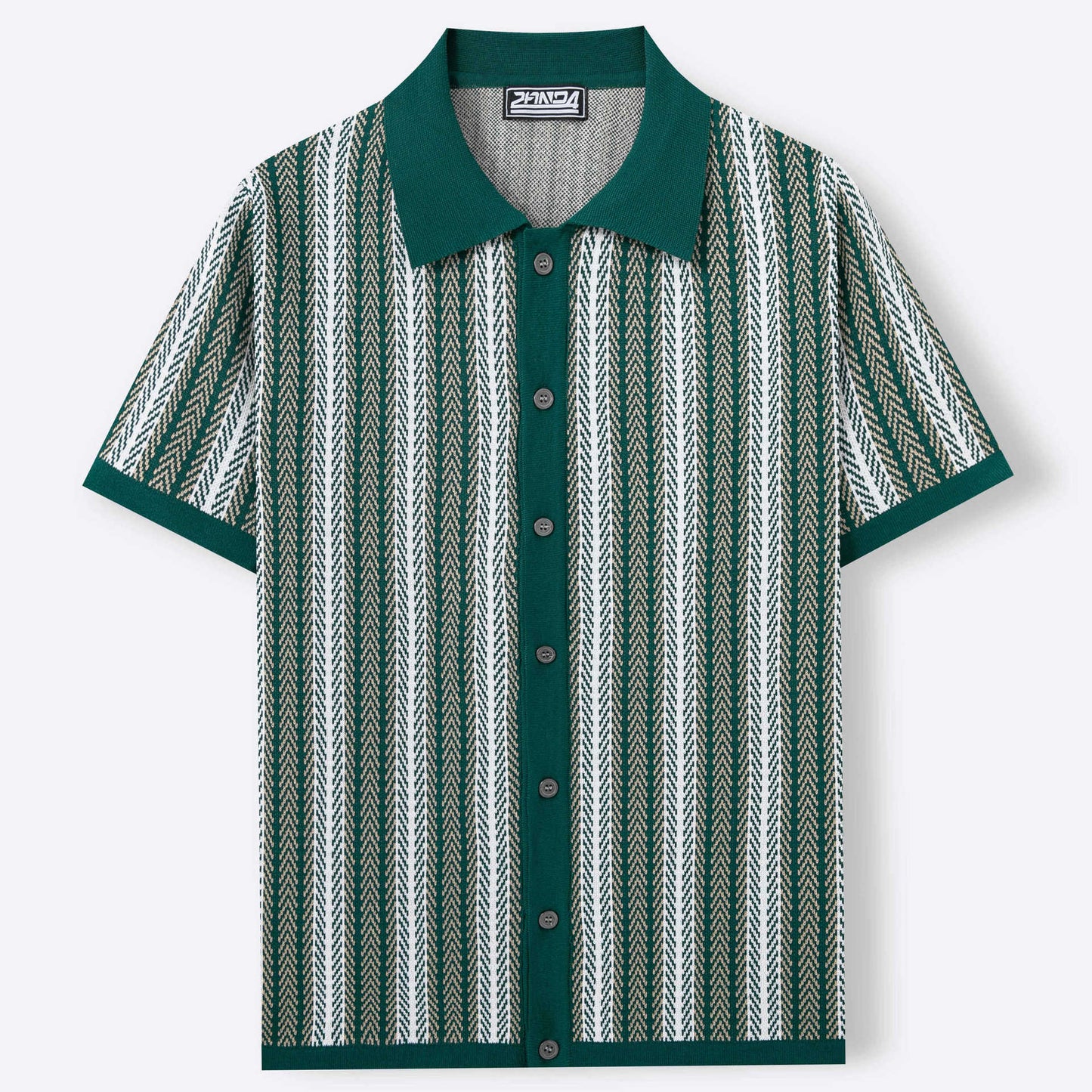 Mens Striped Jacquard Polo Shirt